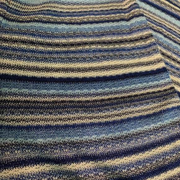 GRAN SASSO Pants STRETCH WIDE LEG STRIPE PANT Sz Small Blue White Silver Gray - Picture 8 of 17